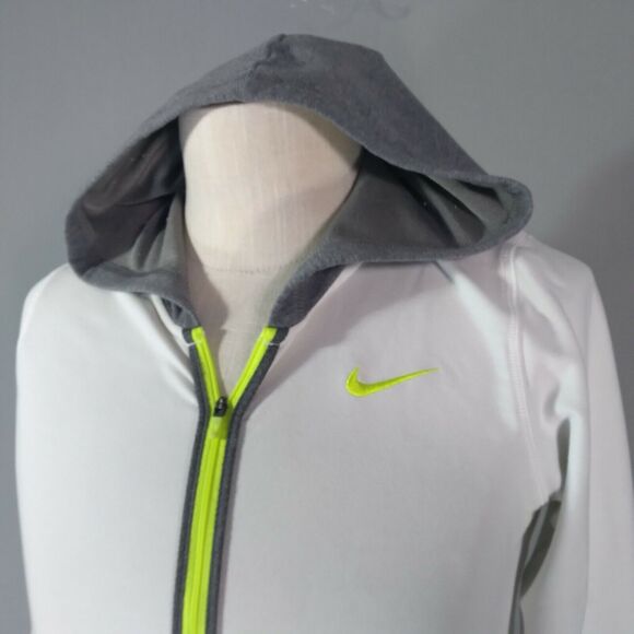 Nike hoodie sweatshirt sweater women's large white gray Dri-FIT long sleeve Flaw - Picture 7 of 11